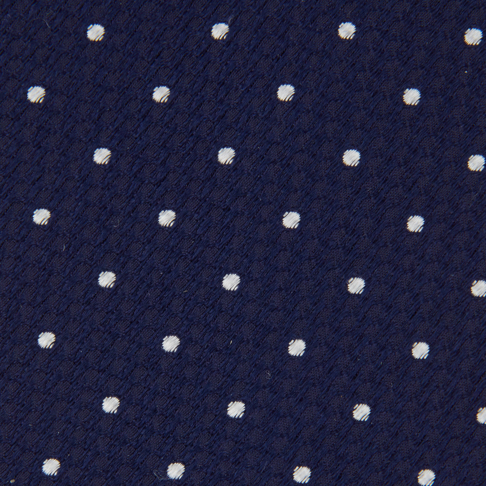 Navy and White Spot Lace Silk Tie