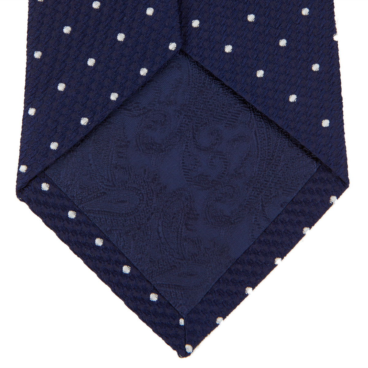View 4 of product Navy and White Spot Lace Silk Tie