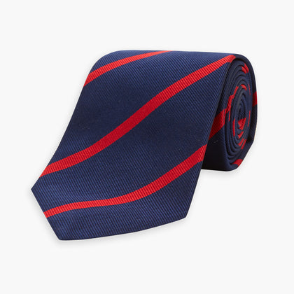 Navy and Red Blazer Stripe Repp Silk Tie Image 4