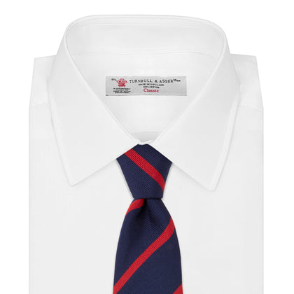 Navy and Red Blazer Stripe Repp Silk Tie Image 1