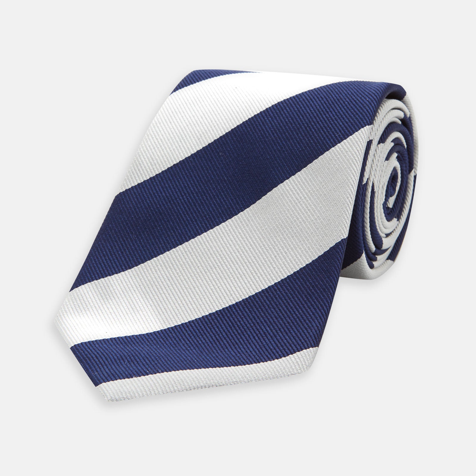 View 1 of product Navy and Off-White Block Stripe Repp Silk Tie