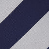 View 4 of product Long Navy and Off-White Block Stripe Repp Silk Tie