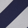 Long Navy and Off-White Block Stripe Repp Silk Tie