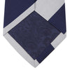 View 3 of product Long Navy and Off-White Block Stripe Repp Silk Tie