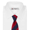 View 2 of product Long Navy and Red Block Stripe Repp Silk Tie