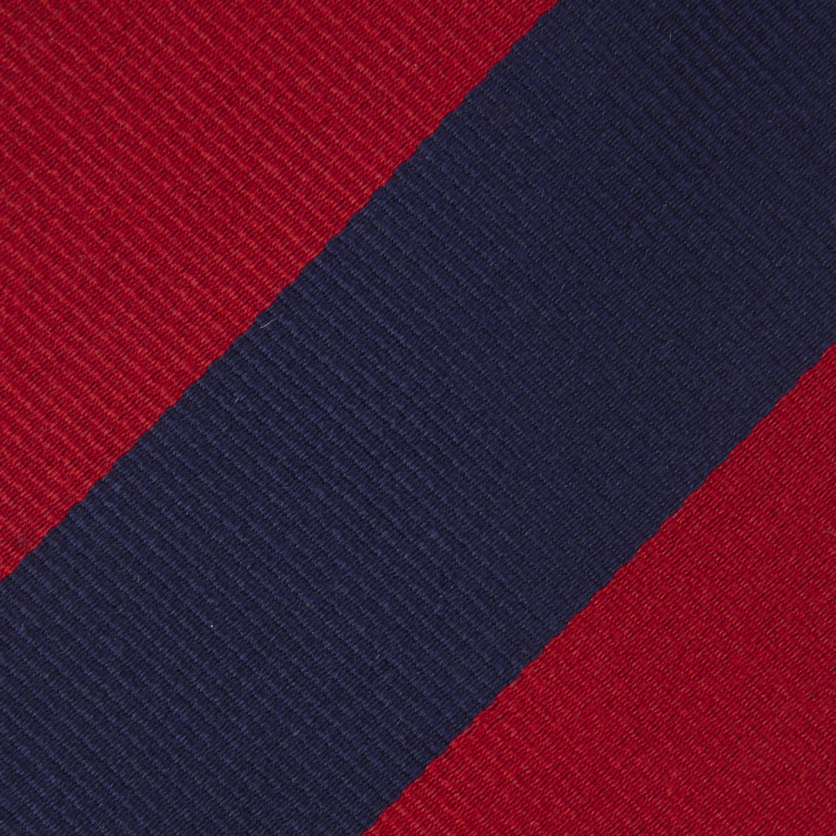 Long Navy and Red Block Stripe Repp Silk Tie