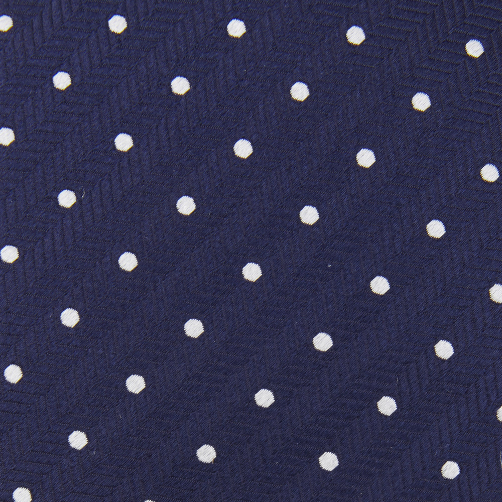 Seven-Fold Navy & White Spot Herringbone Silk Tie