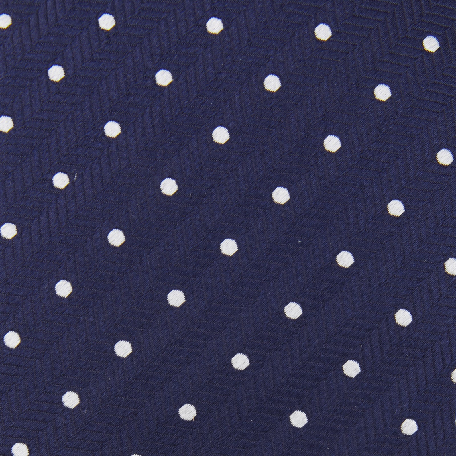 View 4 of product Seven-Fold Navy & White Spot Herringbone Silk Tie
