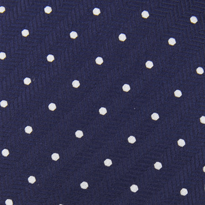 Seven-Fold Navy & White Spot Herringbone Silk Tie Image 3