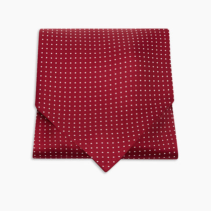Burgundy and White Mini Spot Silk Cravat Image 2