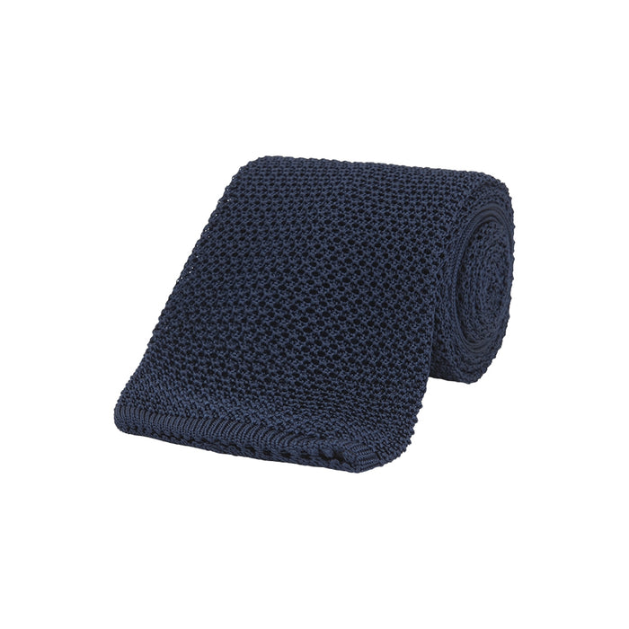 Navy Knitted Silk Tie Image 4