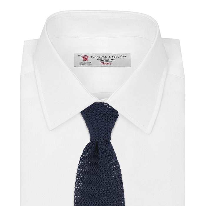 Navy Knitted Silk Tie Image 1
