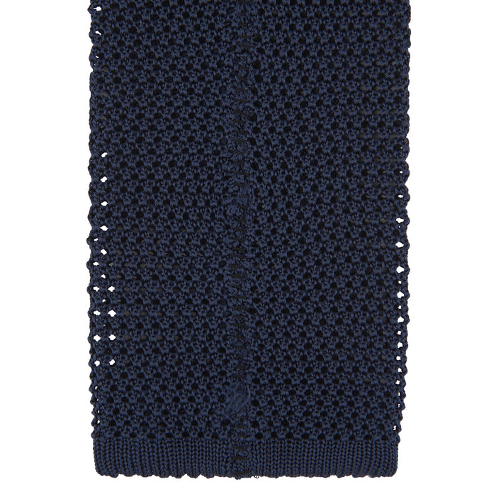 Navy Knitted Silk Tie Image 3