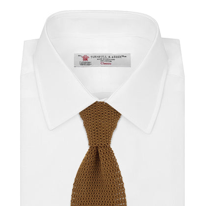 Gold Knitted Silk Tie Image 1