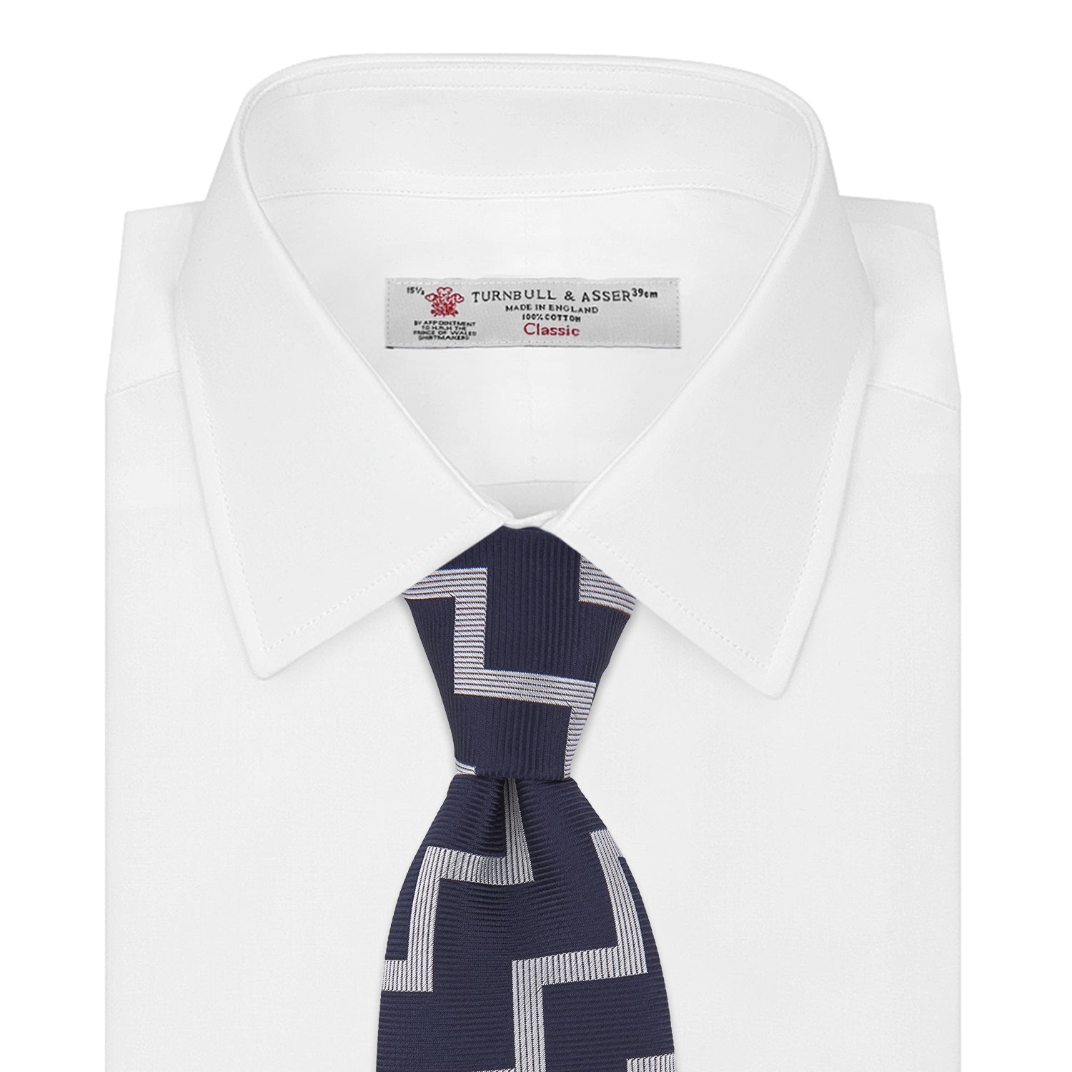 Navy and White Striped Zigzag Silk Tie