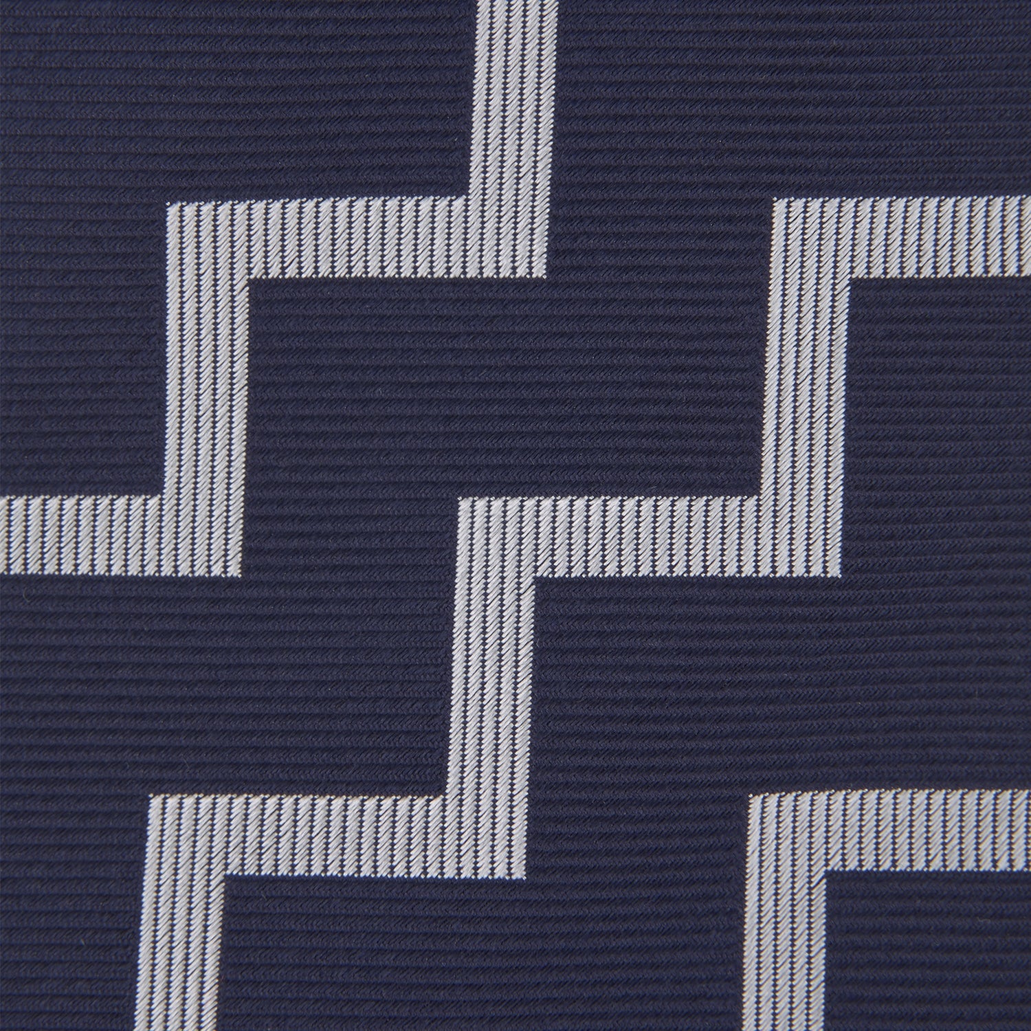 View 3 of product Navy and White Striped Zigzag Silk Tie
