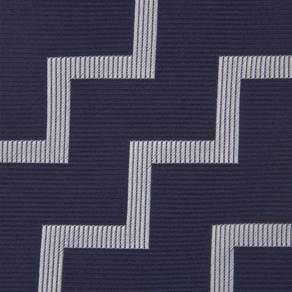 Navy and White Striped Zigzag Silk Tie Image 2