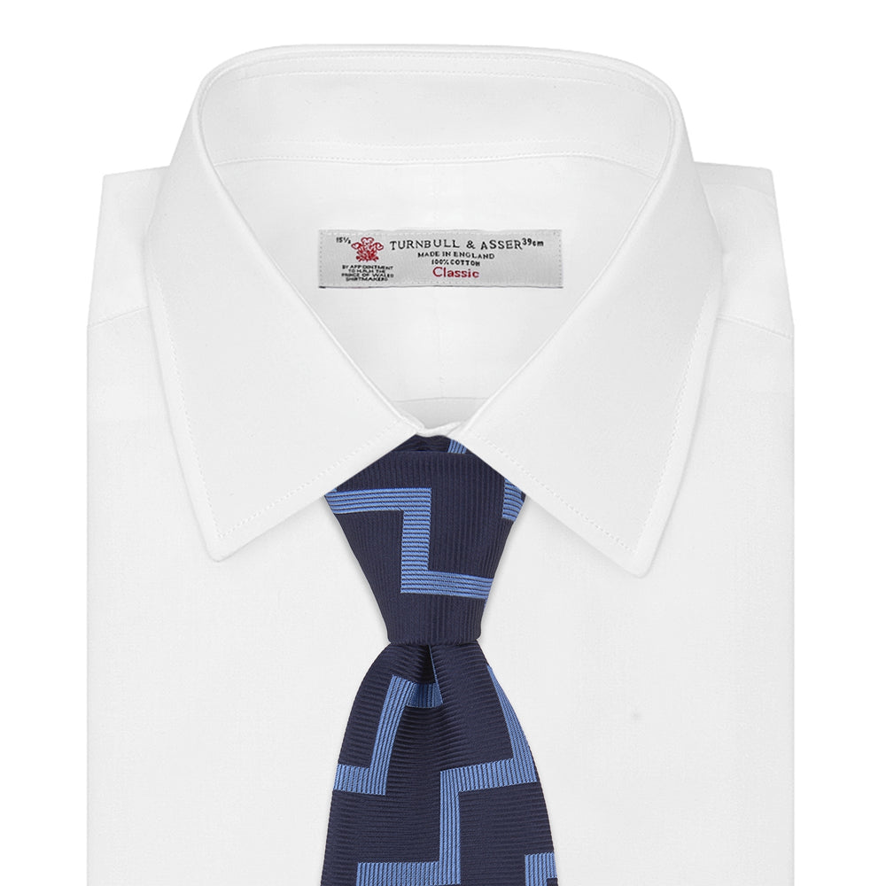 Navy and Light Blue Striped Zigzag Silk Tie