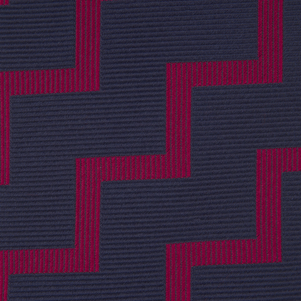 Navy and Red Striped Zigzag Silk Tie