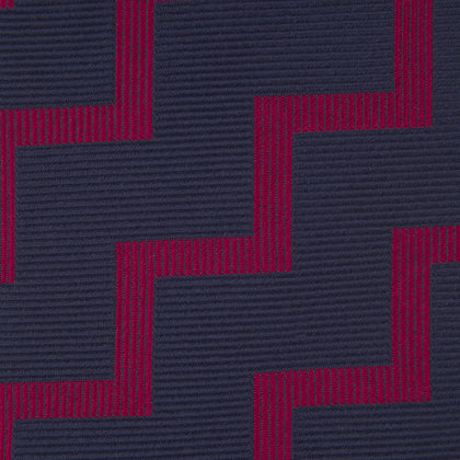 Navy and Red Striped Zigzag Silk Tie Image 2
