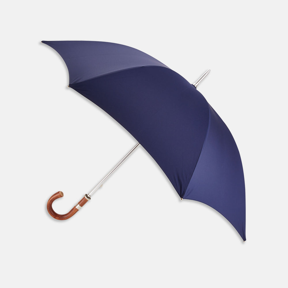 Navy Umbrella with Chestnut Crook