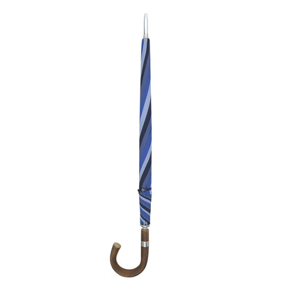 Sky, Royal Blue and Navy Umbrella with Chestnut Crook Image 1
