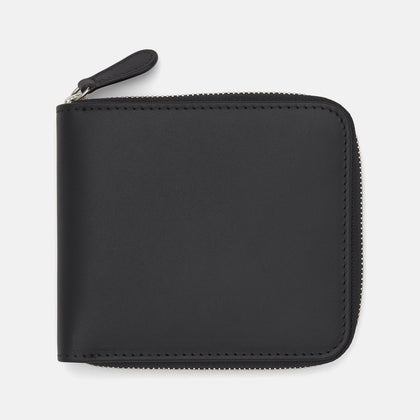 Black Leather 8 C/C Zipped Wallet