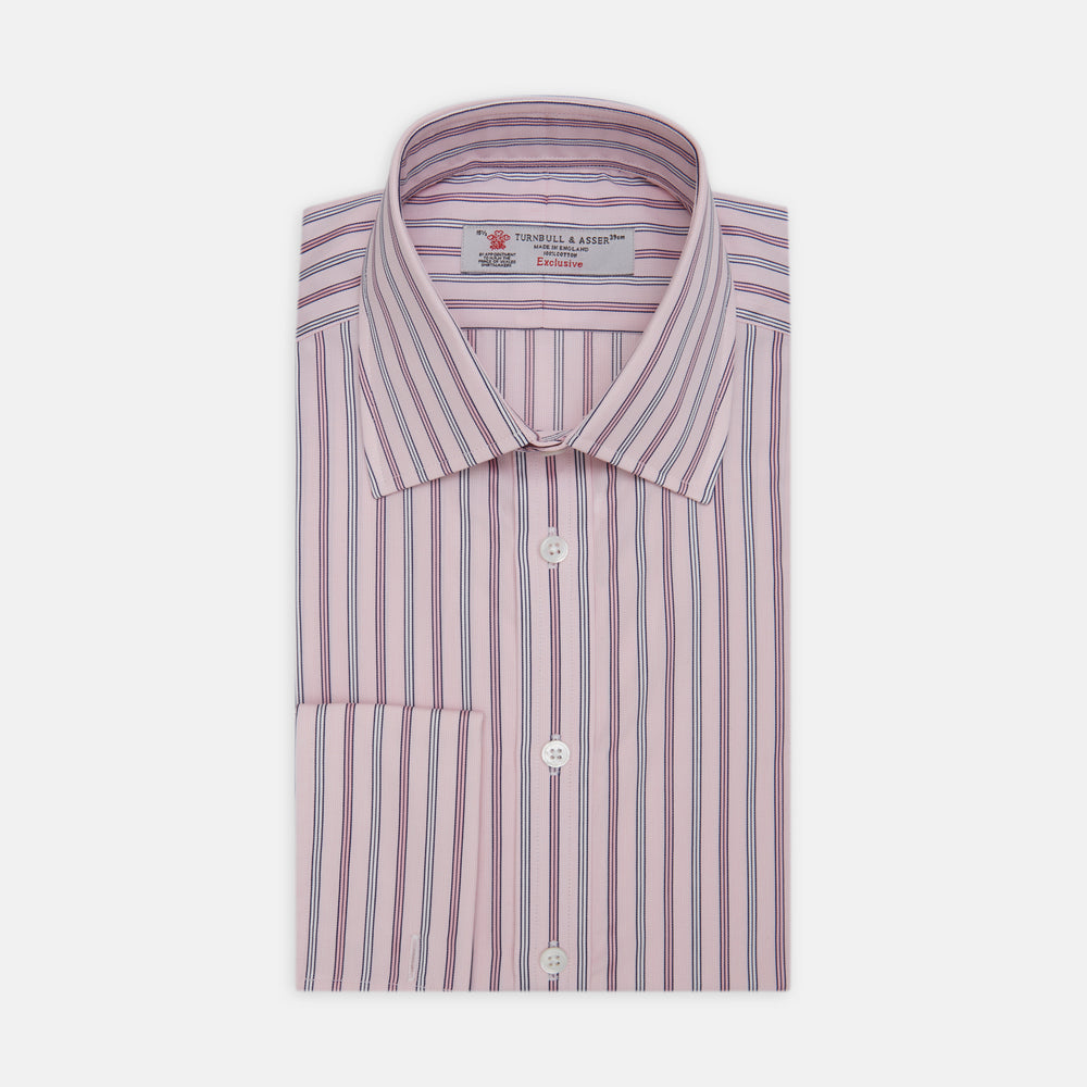 Exclusive Tonal Pink Strong Stripe Cotton Shirt with Classic T&A Collar