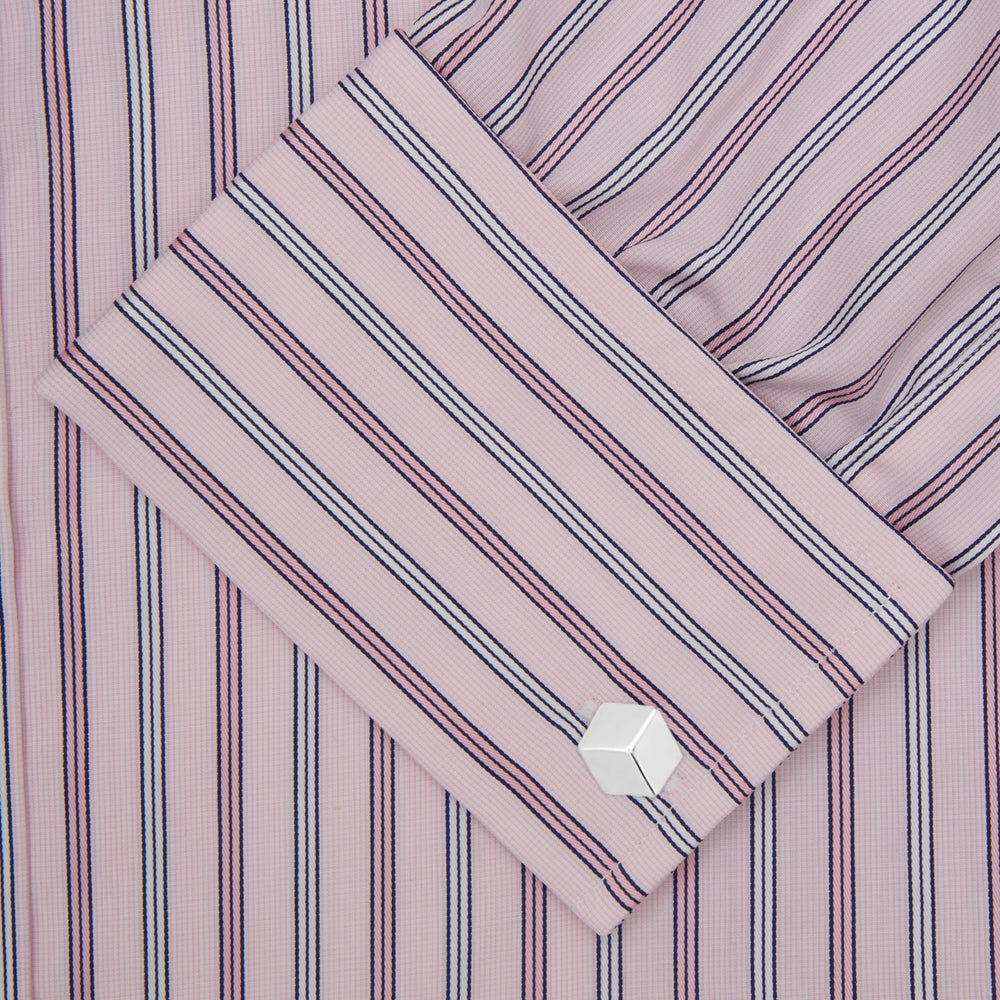 Exclusive Tonal Pink Strong Stripe Cotton Shirt with Classic T&A Collar