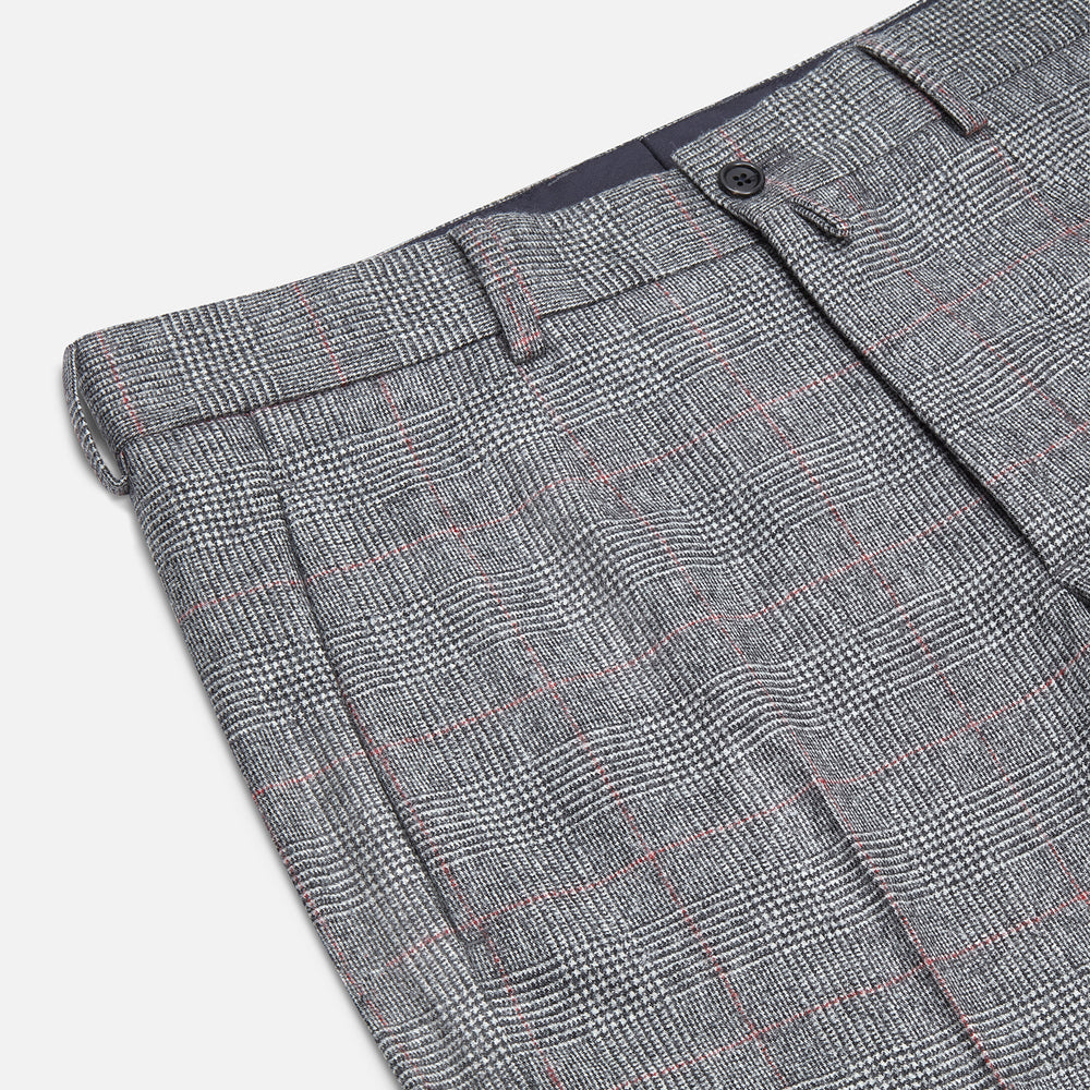 Grey and Red Check Rupert Trousers