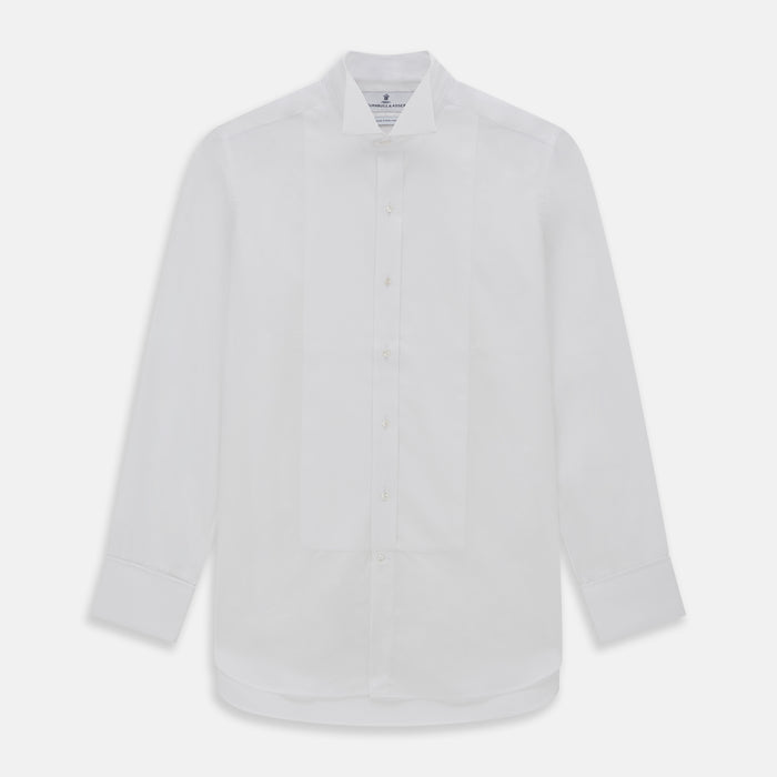 White Cotton Dress Shirt with Wing Collar and Double Cuffs