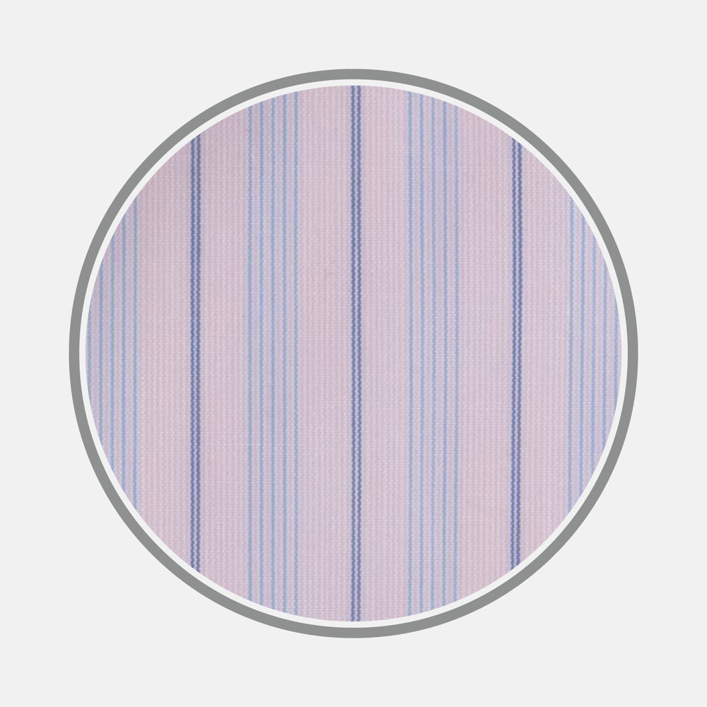 Pink and Blue Mixed Stripe Cotton Fabric
