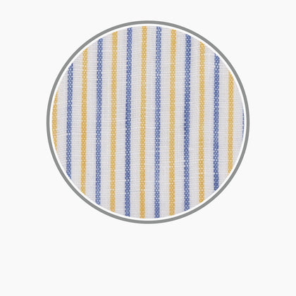 Yellow and Blue Ticking Stripe Linen Fabric Image 2
