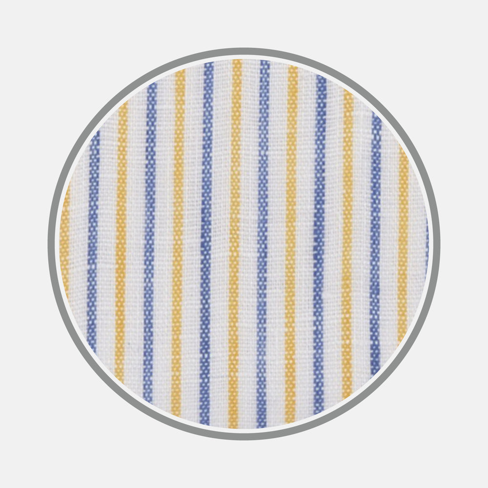Yellow and Blue Ticking Stripe Linen Fabric