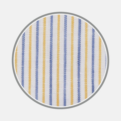 Yellow and Blue Ticking Stripe Linen Fabric