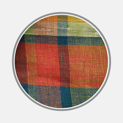Orange Madras Check Linen Fabric