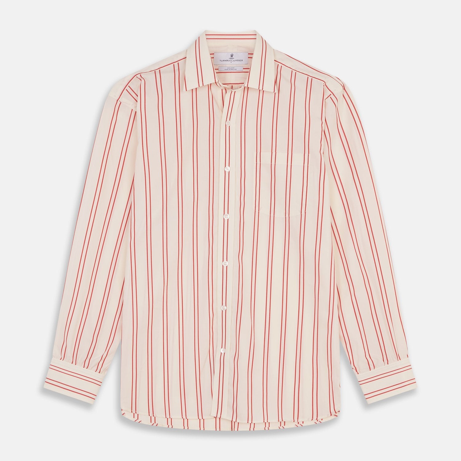 Red and Off-White Stripe Cotton Fabric | Turnbull & Asser