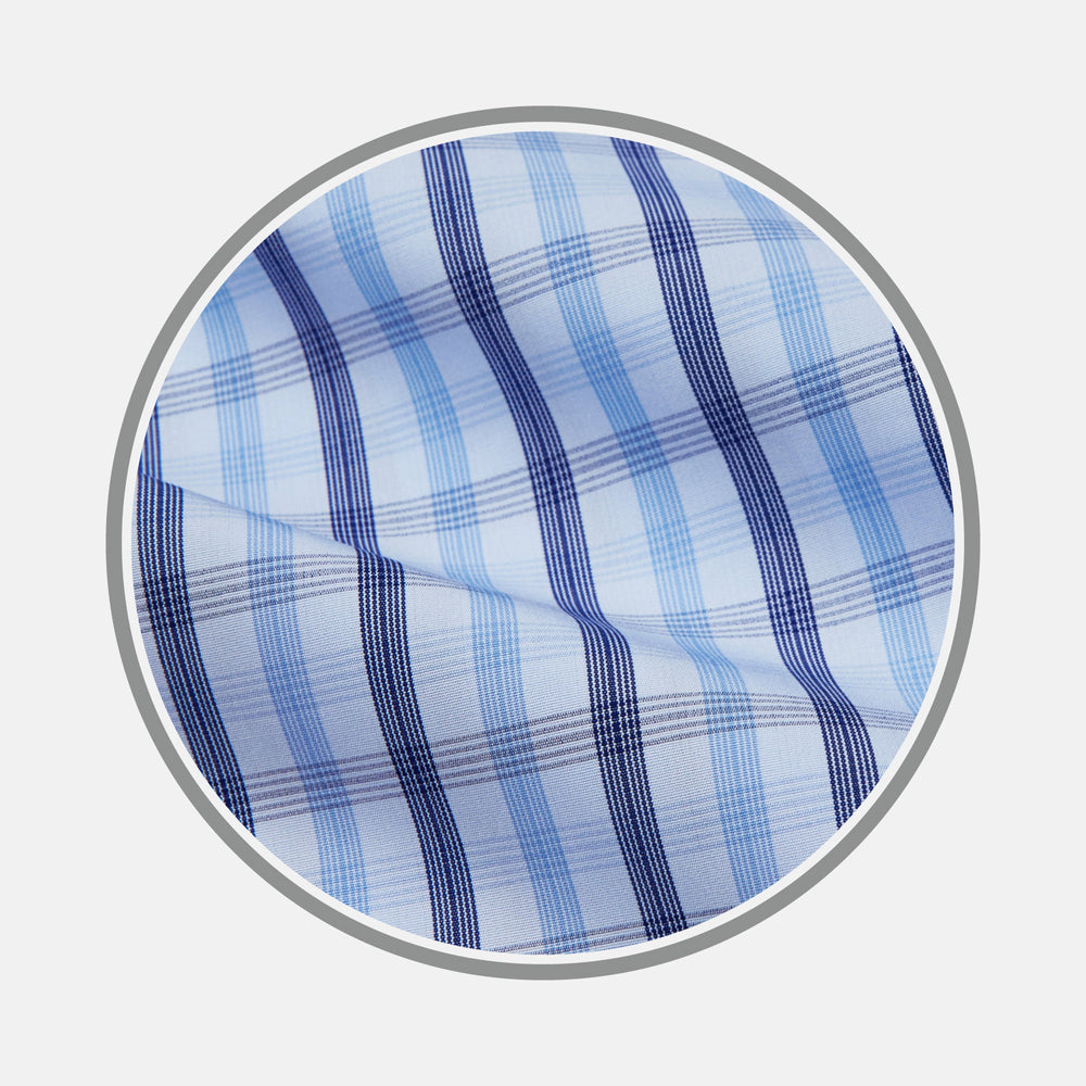 Light Blue and Navy Check Cotton Fabric