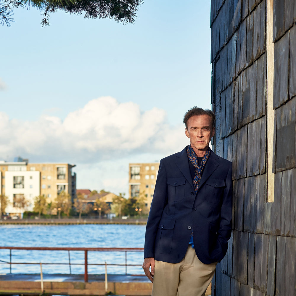 Navy Lightweight Wool Hopsack Traveller Jacket