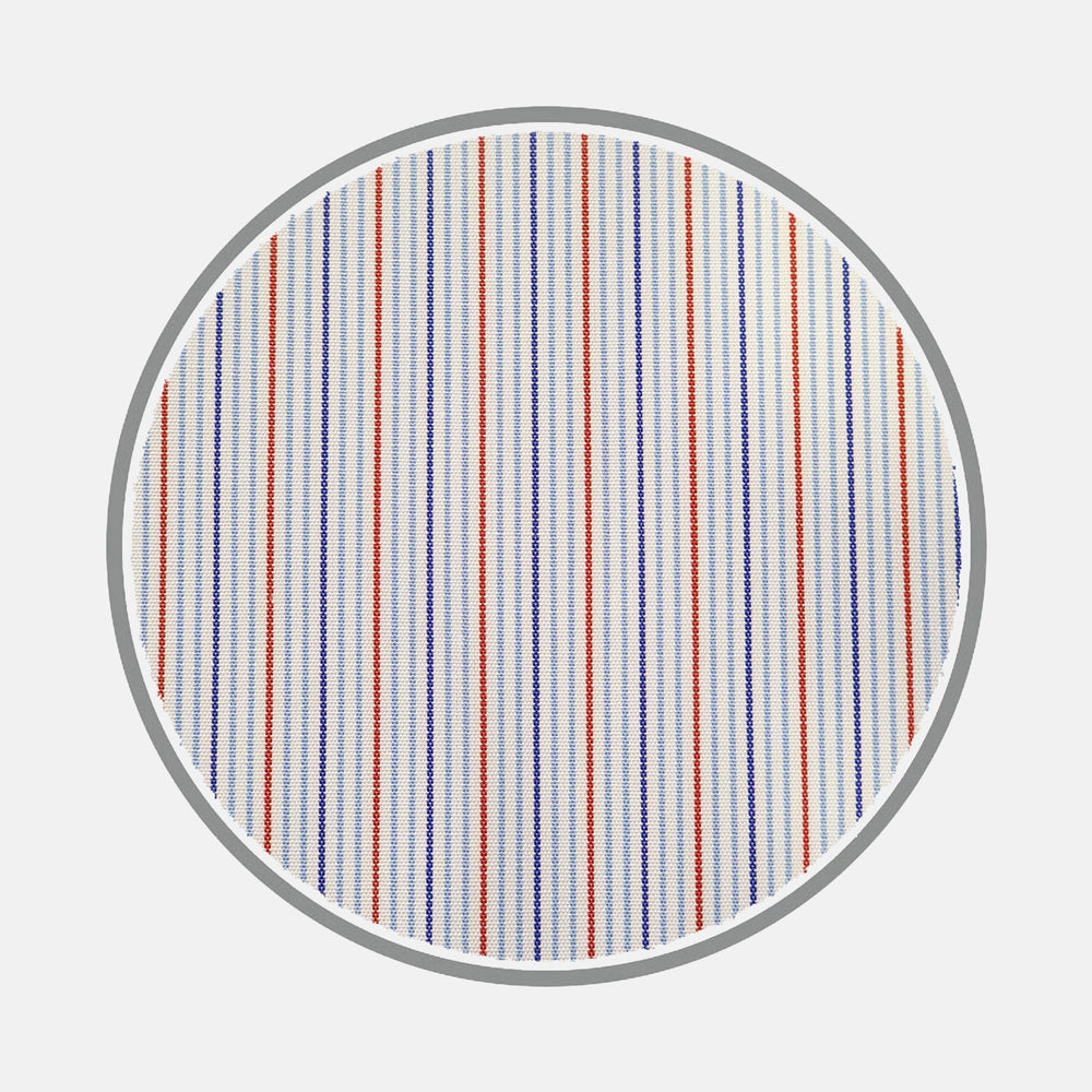 Navy and Red Fine Stripe Silverline Cotton Fabric
