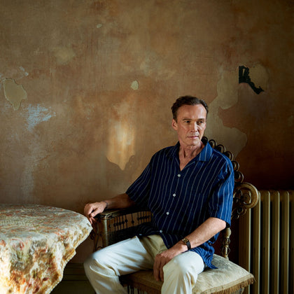 Holiday Fit Stripe Linen Short Sleeve Shirt with Revere Collar Image 1