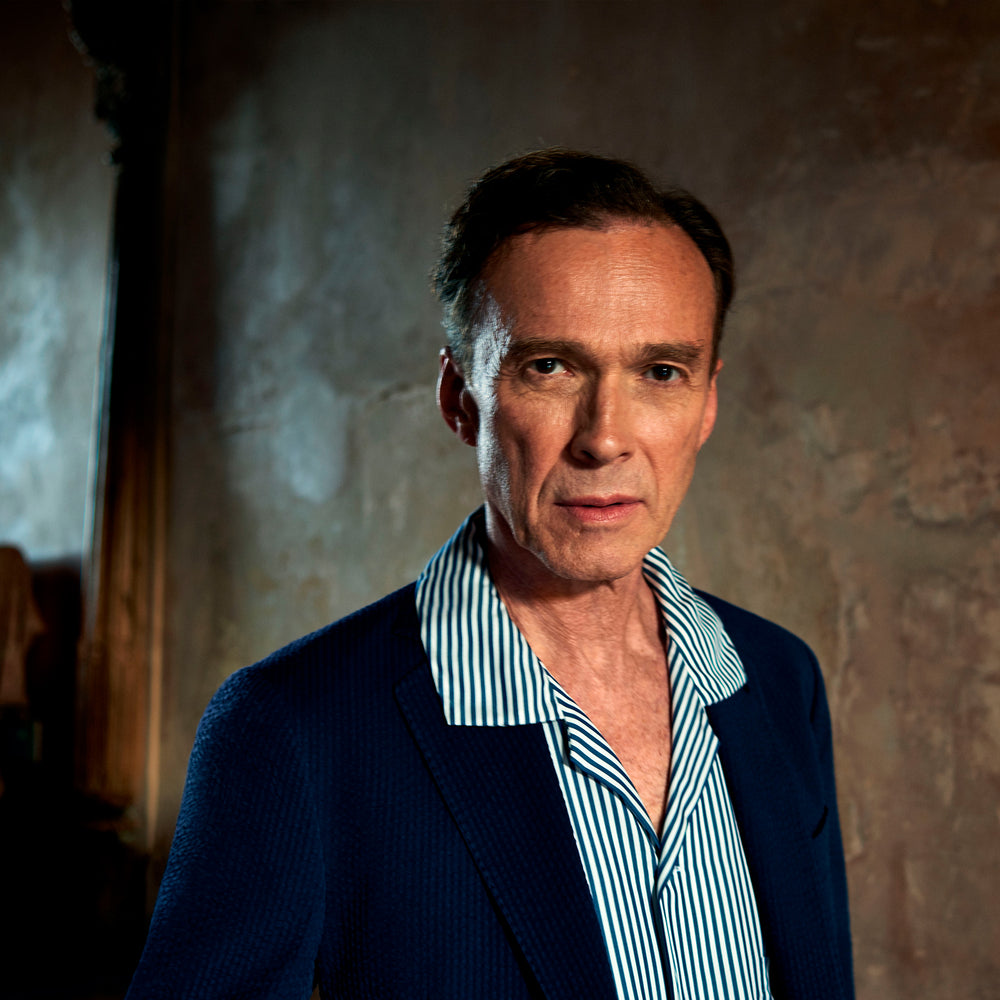 Navy & White Lyocell Stripe Holiday Fit Shirt