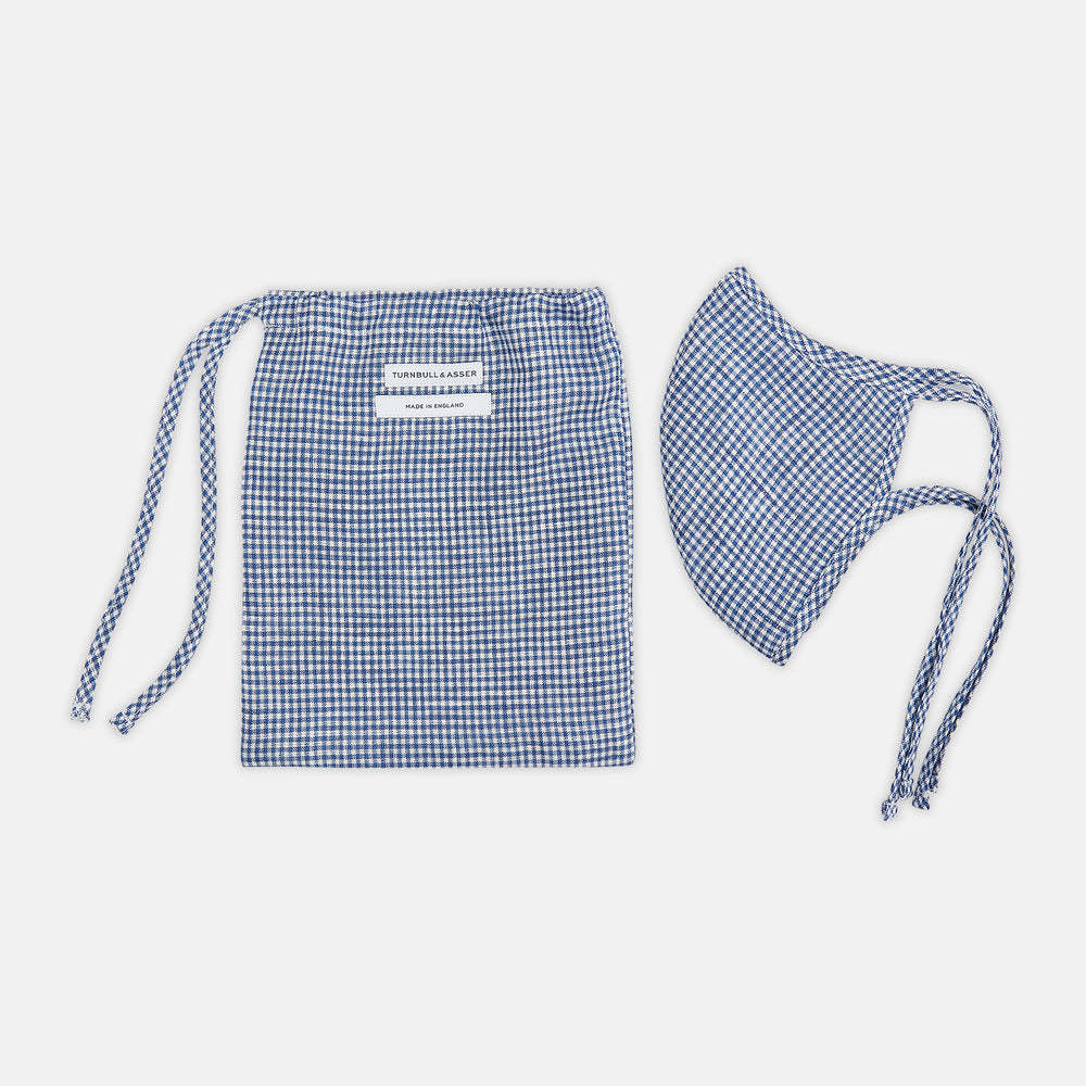 Blue & White Linen Check Commuter Mask With 3 Viroformula™ Filters