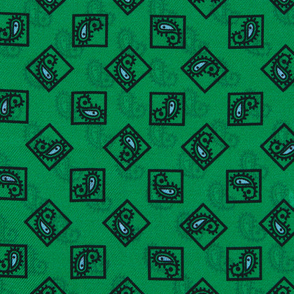 Green & Blue Double-Faced Paisley Silk Bandana Pocket Square Image 2