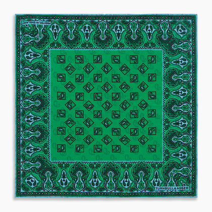 Green & Blue Double-Faced Paisley Silk Bandana Pocket Square Image 3