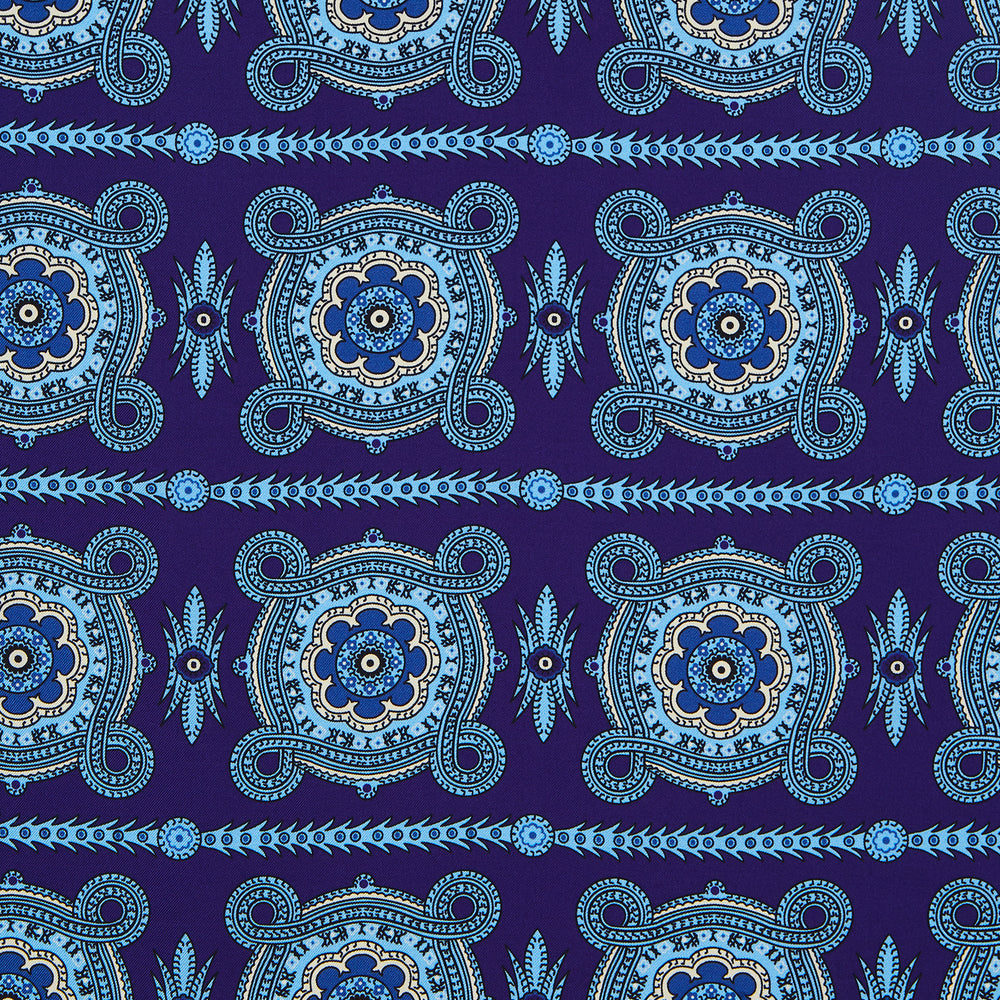 Blue Multi Floral Silk Pocket Square