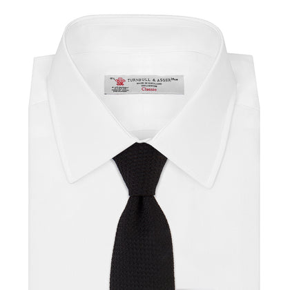 Seven-Fold Black Grenadine Silk Tie