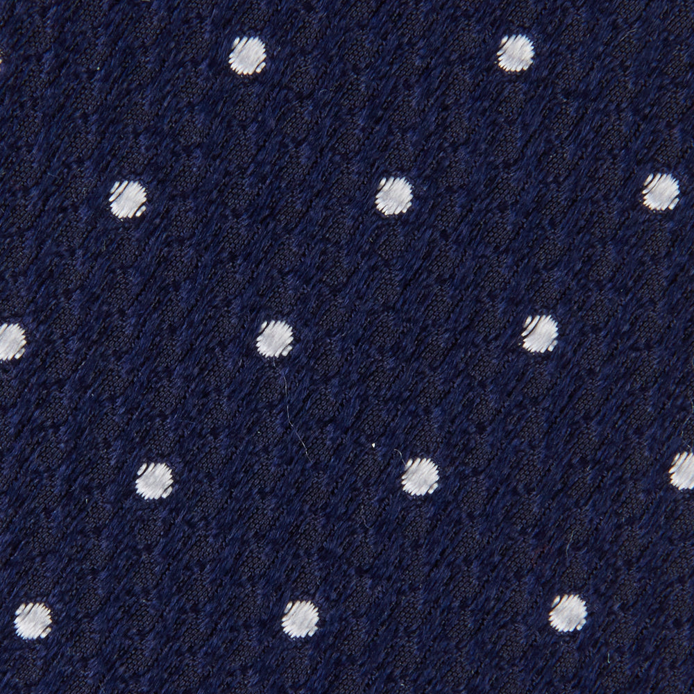 Seven-Fold Navy and White Spot Lace Silk Tie