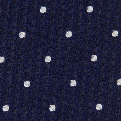Seven-Fold Navy and White Spot Lace Silk Tie Image 2