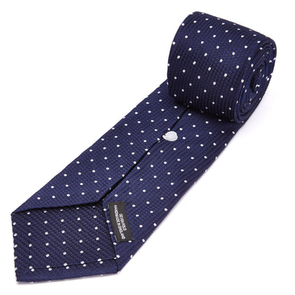 Seven-Fold Navy and White Spot Lace Silk Tie Image 3
